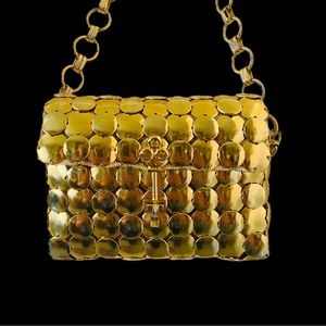 Sold l🌟Vintage Rare Mod 60’s Gold Disc Mesh Chain Link Purse
